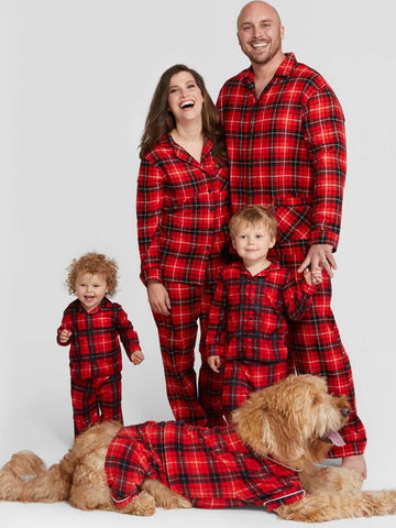 Christmas Plaid Print Parent-Child Pajamas Set