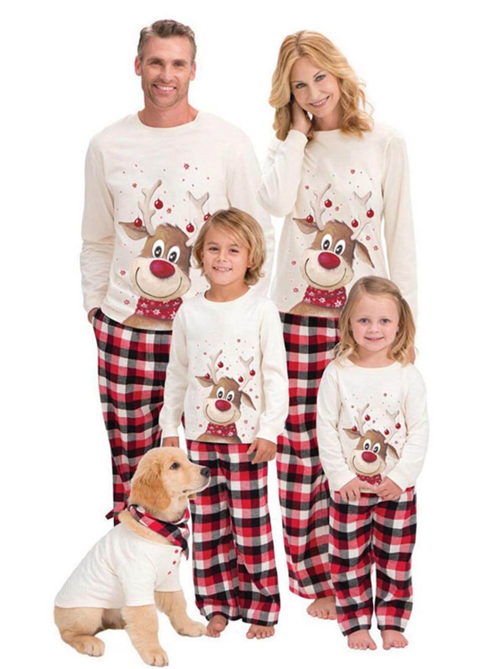 Christmas Elk Print Long Sleeve Parent-Child Wear Pajamas Home Clothes Set