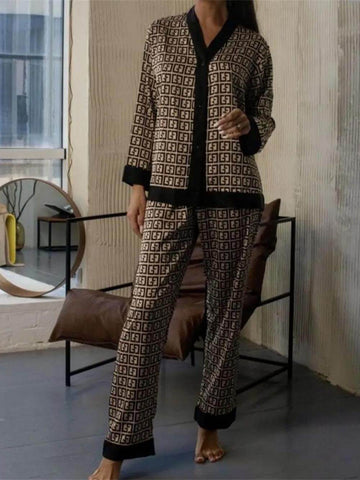 Udsøgt plaid patchwork print pyjamas og hjemmetøj sæt