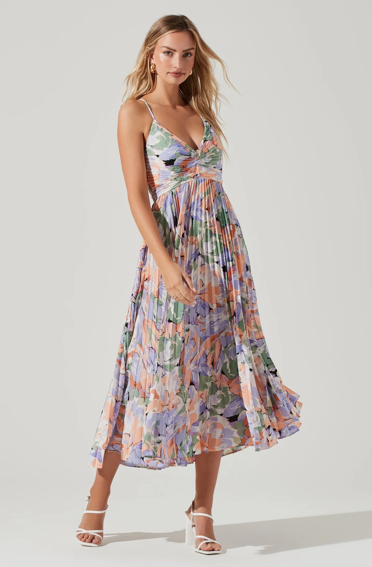 Floral Plisse Midi Dress